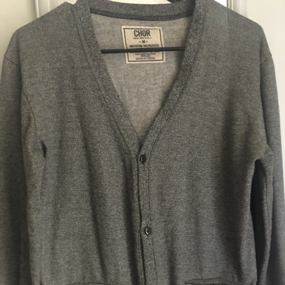 Gray chor cardigan.